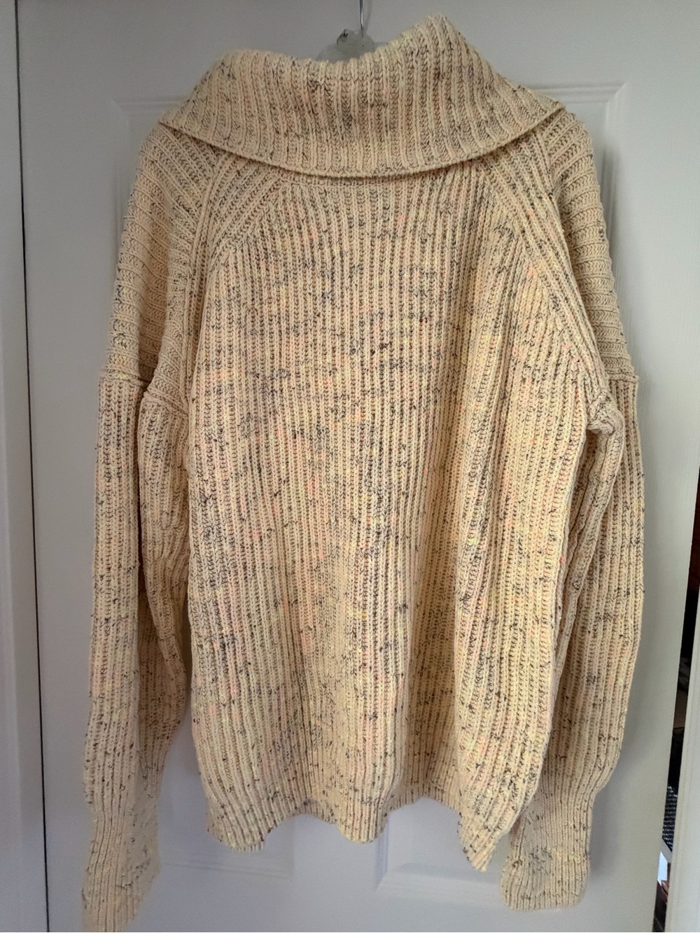 Cozy Cream Multicolored Speckled Rib-Knit Free People Leo Sweater